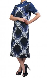 Printed Satin Dress in Blue