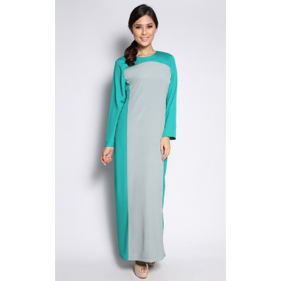 Nadiya Colour Block Dress in Grey and Cyan