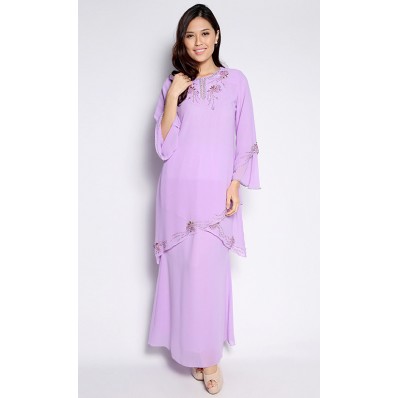 Beaded Modern Kurung in Light Purple