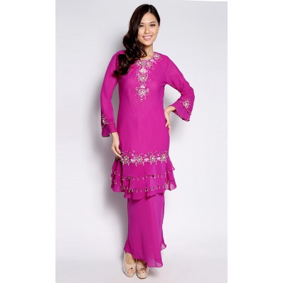 Beaded Modern Kurung in Purple