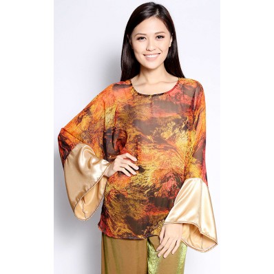 Printed Kimono Top in Gold