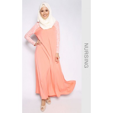 Fatimah Nursing Dress in Peach 