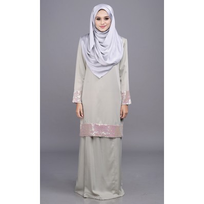 Tiara Kurung with Dwi Tone Sequins in Dusty Green