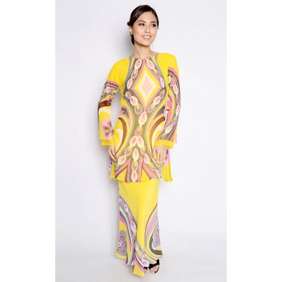 Baju Kurung Maryam in Yellow and Pink