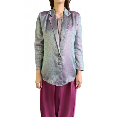 Brocade Boyfriend Blazer in Lilac Blue