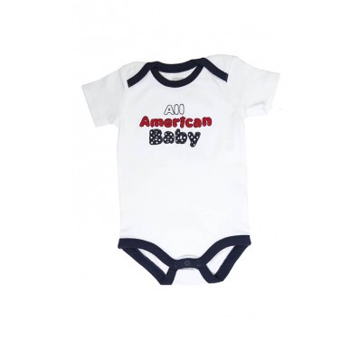 All American Baby Bodysuit in White and Blue