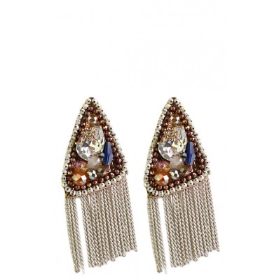 Beaded Embelishment Drop Earrings in White