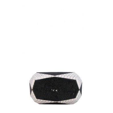 Boracay Geometric Clutch in Off White and Black