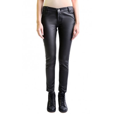 Leather Zip Pants in Black