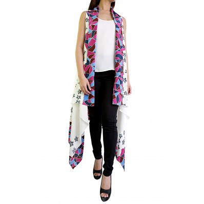 Sleeveless Batik Cardigan in Purple