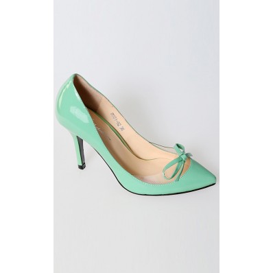 Patent Pointy Kitty Heels in Green