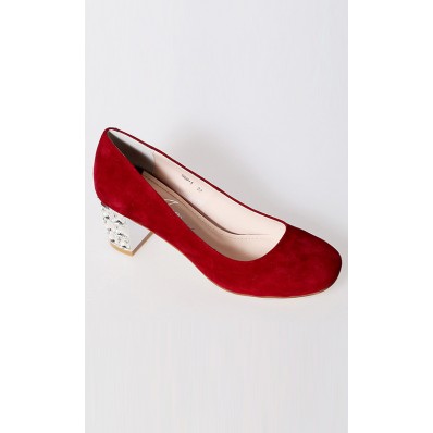 Felicia Crystal Heel Pumps in Red