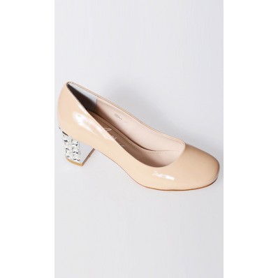 Felicia Crystal Heel Pumps in Nude