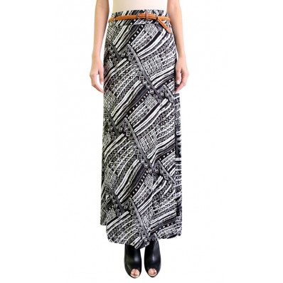 Asymmetrical Hem Maxi Skirt in Black