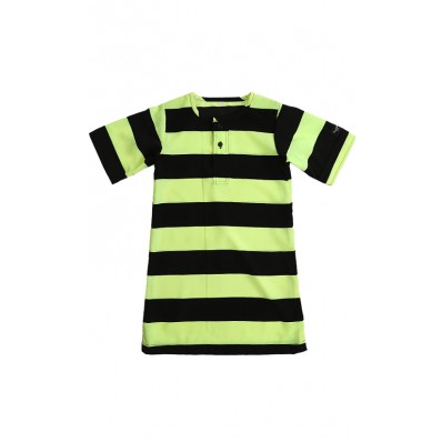 Modern Striped Jubah in Black and Neon Green