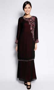 Beaded Modern Kurung in Black