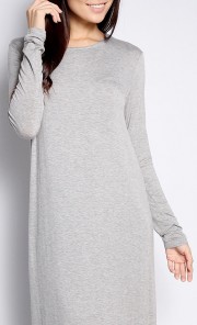 Basic Round Neck Dress in Grey