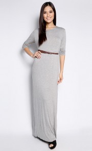 Basic Round Neck Dress in Grey