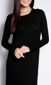 Basic Round Neck Dress in Black