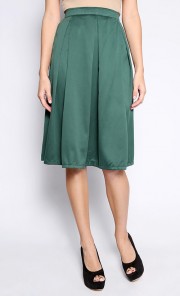 Ronda Pleated Midi Skirt in Green