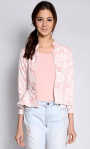 Floral Peplum Jacket in Soft Pink