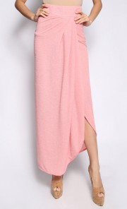 Long Pleated Skirt in Pink
