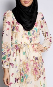 Butterflies Printed Maxi Dress in Khaki