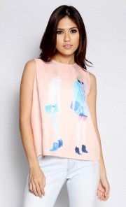 Fashion Icon' Split Back Top in Peach