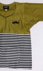 Stripes Moustache Baju Melayu in Olive and Black II