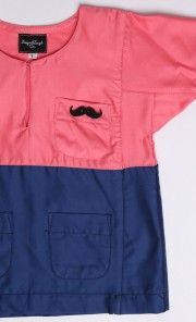 Moustache Baju Melayu in Salmon and Navy