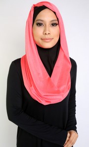 Double Lining Hoody Scarf with Beads in Orange