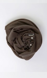 Double Lining Hoody Scarf with Beads in Grey