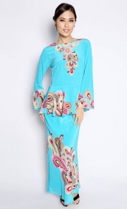 Baju Kurung Khadija in Blue and Red