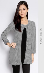 Qaseh Printed Cardigan in Black
