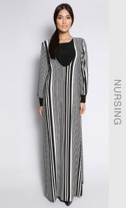 Jubah D'Laila Stripes Print in Black and White