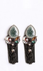 Stone Drop Earrings in Green