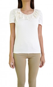 Lace Collar Tee in White