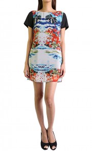 Tropical Print Dress in Black