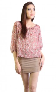 Blush Bird Print Top in Pink