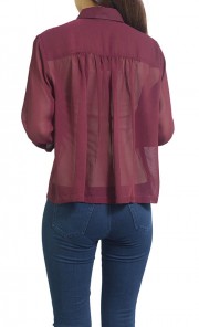 Pleated Back Chiffon Crop Top in Maroon