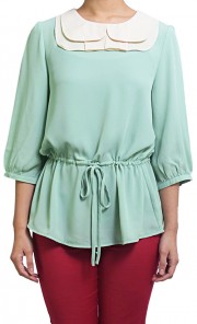 Drawstring Blouse in Mint