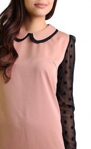 Spot Mesh Dress in Nude