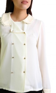 Peter Pan Lace Collar Blouse in Cream