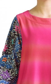 Batik Print Sleeves Soleil Top in Fuchsia