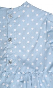 Long Sleeved Summer Dress in Blue Polka