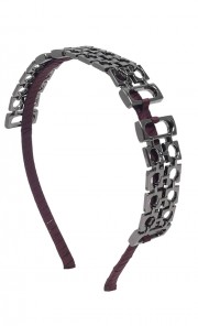 Gunmetal Geometric Headband in Raisin