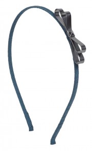 Mini Gunmetal Ribbon Headband in Navy