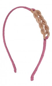 Twisted Gold Ribbon Headband in Magenta