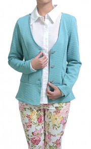 Slim Cut Gold Button Blazer in Mint