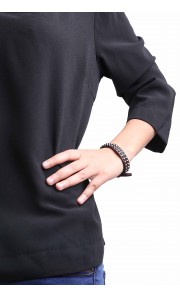 Studded Placement Cuff in Brown